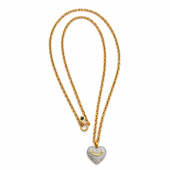Juicy Couture Jewelry - Juicy Couture Vintage Gold and Silver Rhinestone Heart Long Chain Necklace